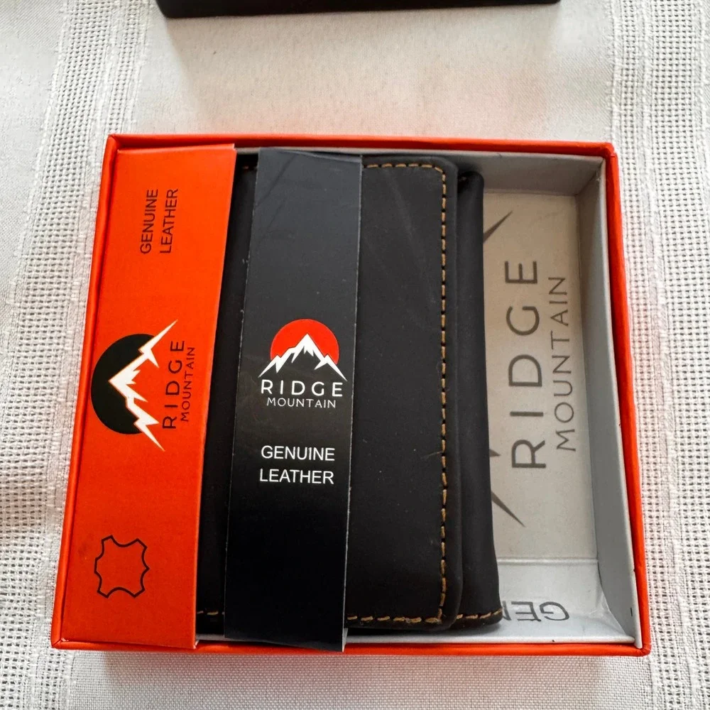 Ridge Mountain Mens Brown Oil Pull Leather Trifold Wallet RMMW03 NIB